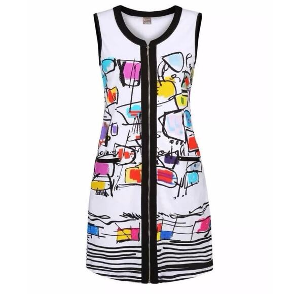 Simply Art by Dolcezza Graffiti Etagere Miss Eze Zipper Dress Womens Size Large - Picture 1 of 12